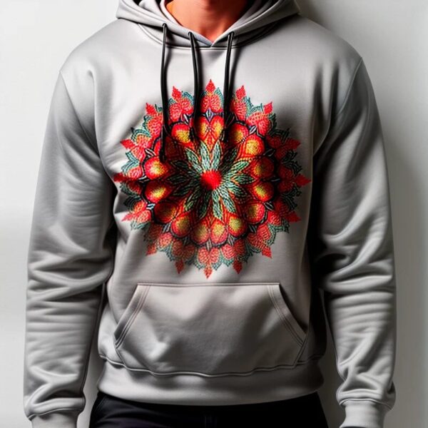 "Sudadera Gris con Diseño Mandala Multicolor"