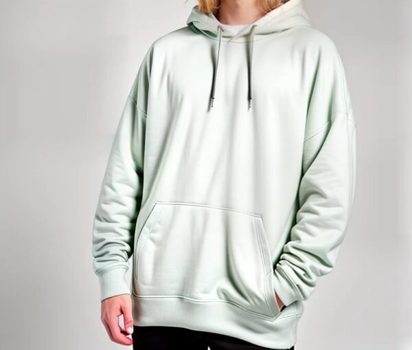 "Sudadera Verde Pastel con Capucha y Bolsillo Canguro"